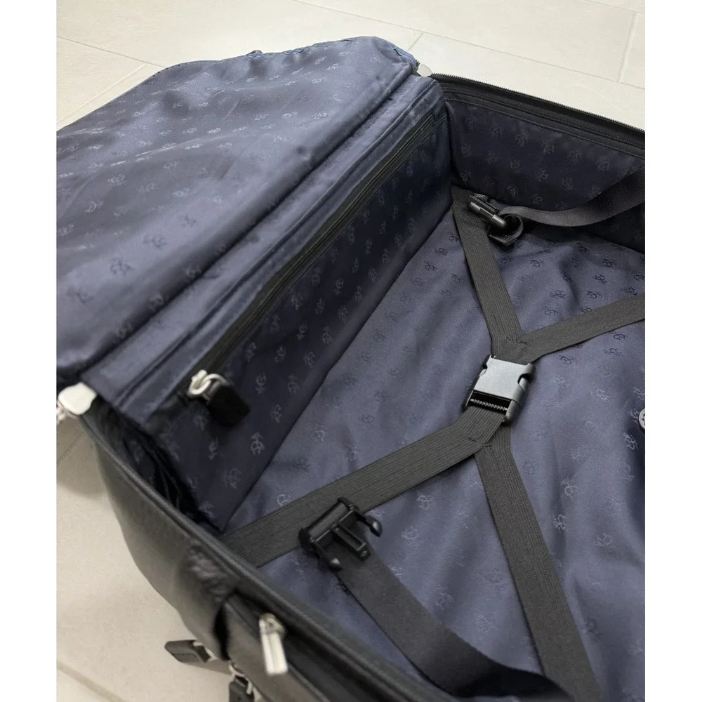 Brooks Brothers Business Case Black Leather Rolling Carry-on 18